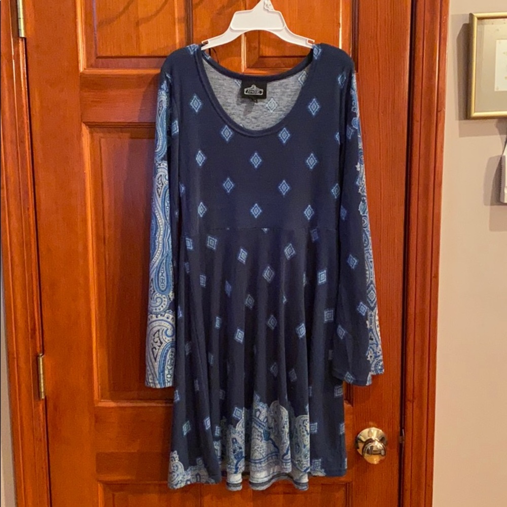 Blue Long Sleeve Dress